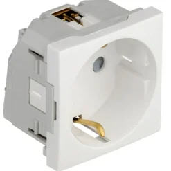 Tomada Shucko com alvéolos planos e obturador, 45129 SBR -SBM- Branco - Série Quadro 45 efapel