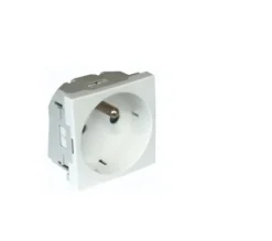 Tomada shucko francesa com alvéolos planos e obturador, 45479 SBR -SBM- Branco - Série Quadro 45 efapel