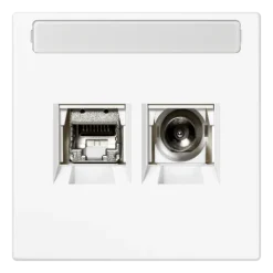 Tomada Smart TV com campo de inscrição branco mate LS JUNG MMDLS4521WWM