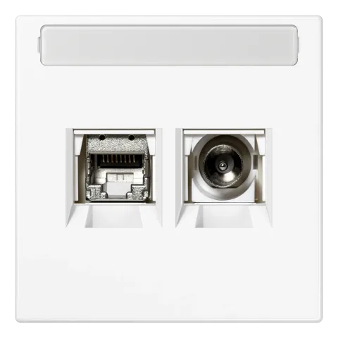 Tomada Smart TV com campo de inscrição branco mate LS JUNG MMDLS4521WWM