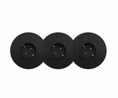 Tomada tripla Siza Vieira em preto mate - Kit Completo