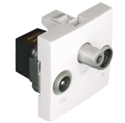 Tomada TV-Rádio-Satélite, 2 módulos, passagem, branco -45565 - Quadro 45 - Efapel