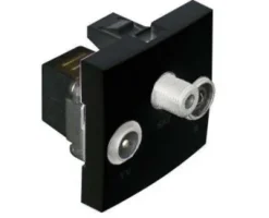 Tomada TV-Rádio-Satélite, 2 módulos, terminal, preto mate 45555 - Quadro 45 - Efapel
