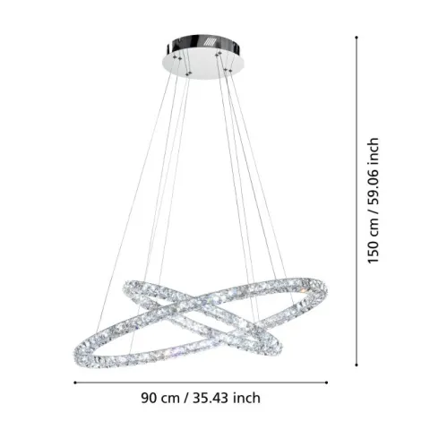 TONERIA Candeeiro de Teto LED com Cristais e Aço Inoxidável EGLO 93946