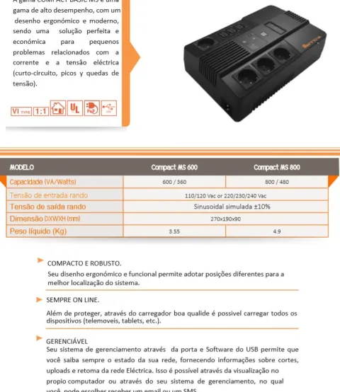 Ups compact ms 650VA 360w