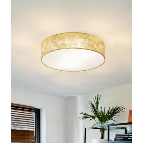 VISERBELLA Candeeiro de Teto Dourado EGLO – Plafon Têxtil 110cm 97641