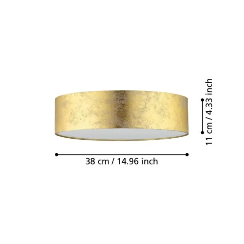 VISERBELLA Candeeiro de Teto Dourado EGLO – Plafon Têxtil 110cm 97641